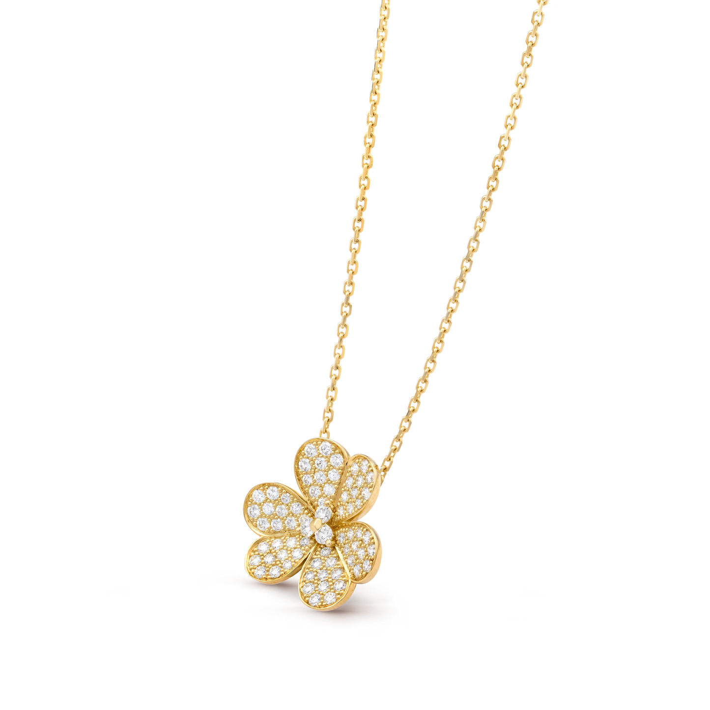 Frivole pendant, large model, 18K yellow gold, round diamonds.