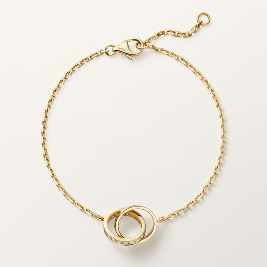 LOVE bracelet 18K yellow gold, on chain, half-paved.