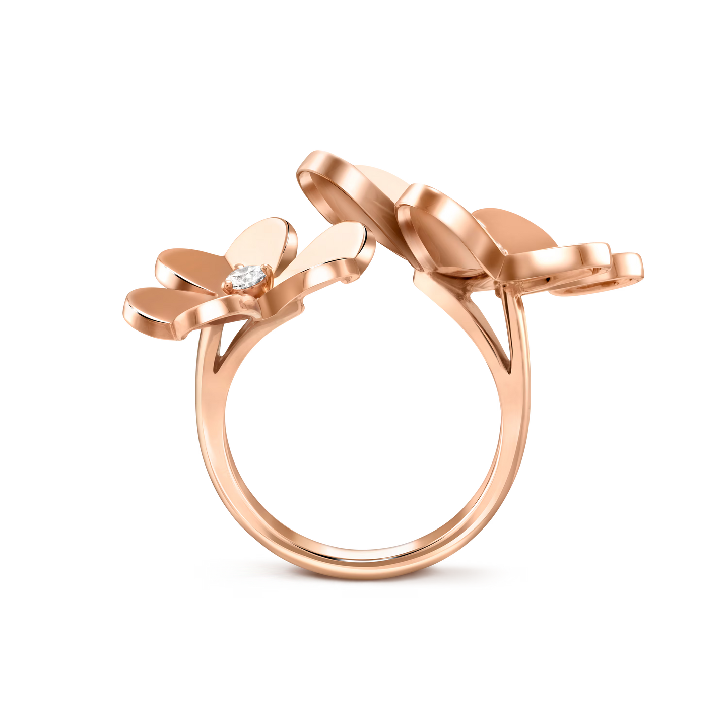 Frivole Between the Finger ring, 18K rose gold, round diamonds.