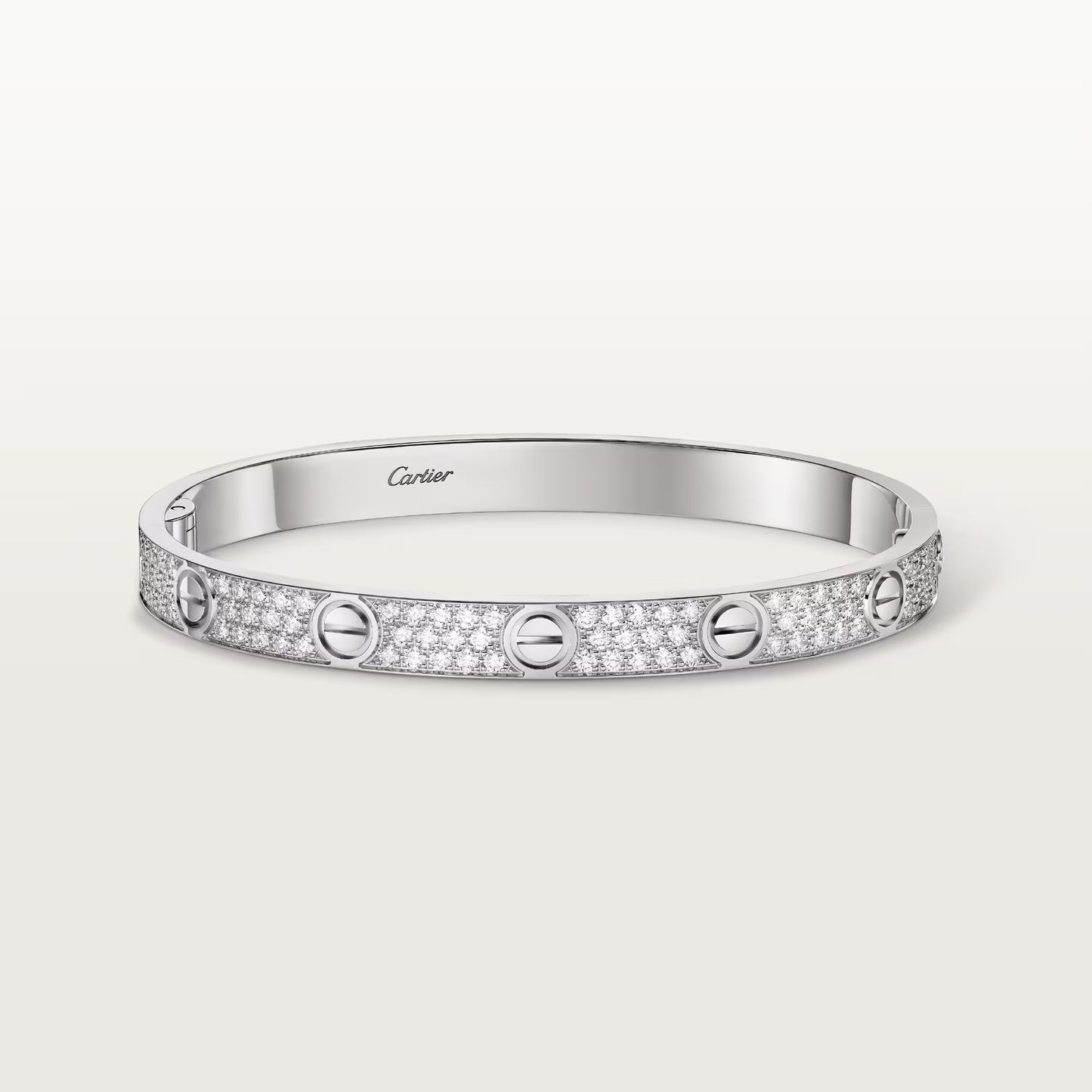 LOVE bracelet 18K white gold, classic model, paved.