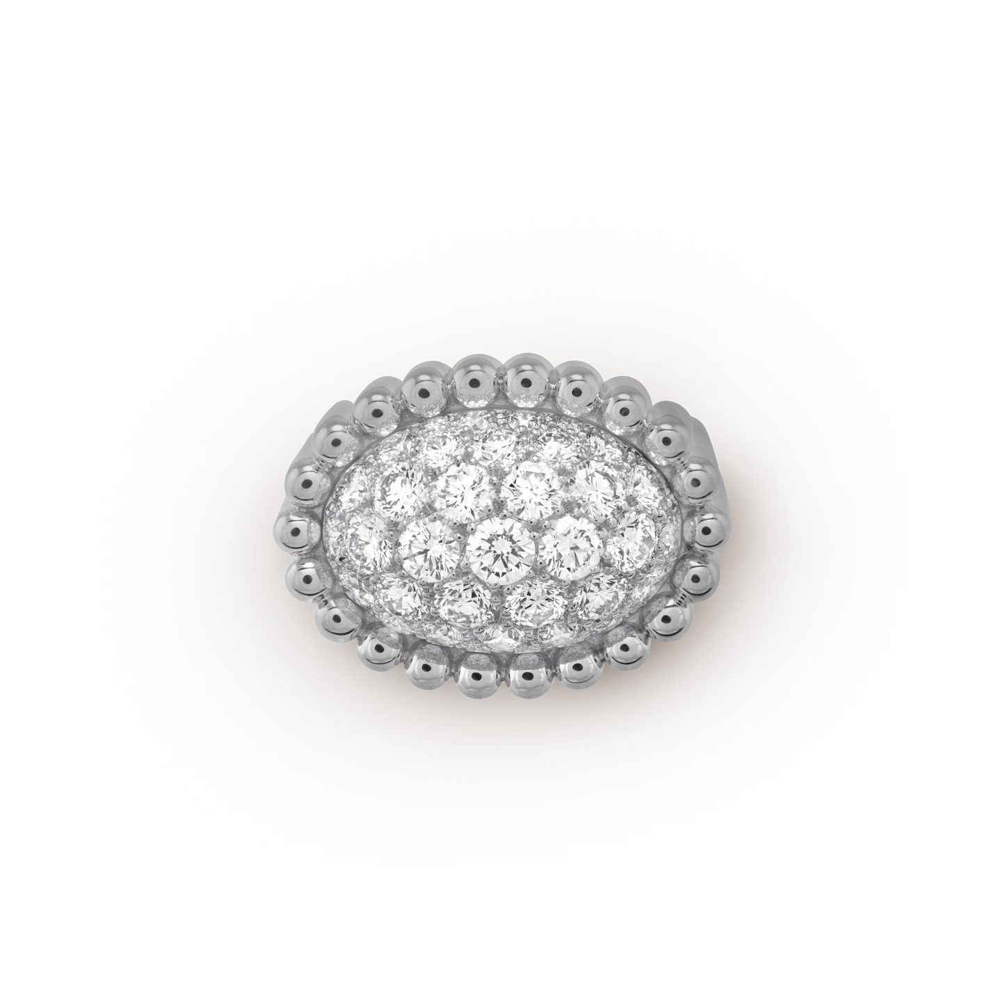 Perlée diamonds pavé ring, rhodium plated 18K white gold, round diamonds.