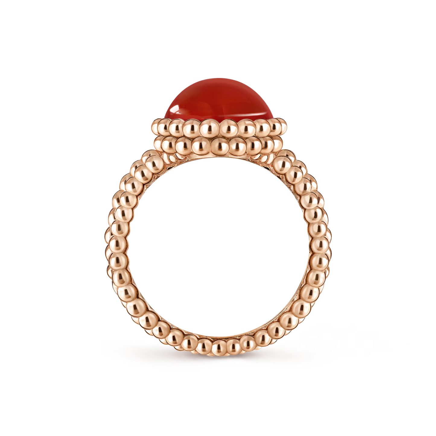 Perlée couleurs ring, 18K rose gold, carnelian.