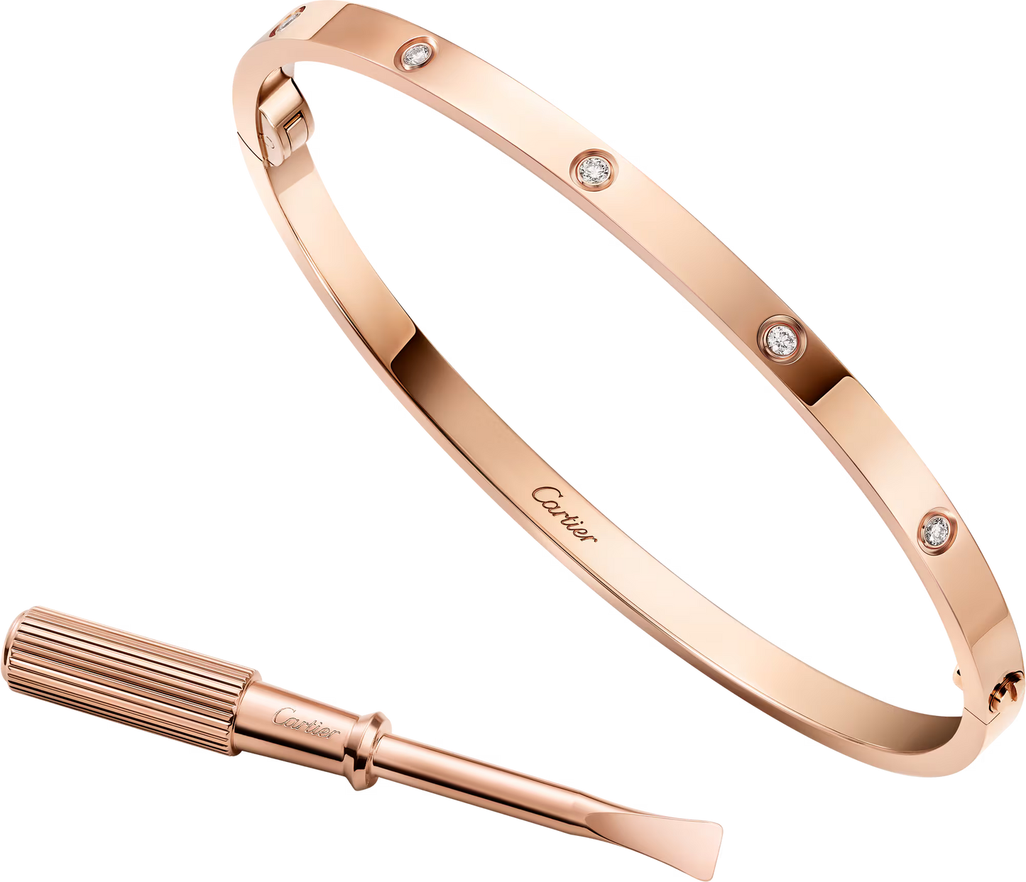 LOVE bracelet 18K rose gold, small model, 10 diamonds.