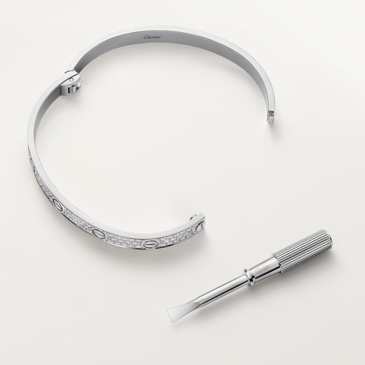 LOVE bracelet 18K white gold, classic model, paved.