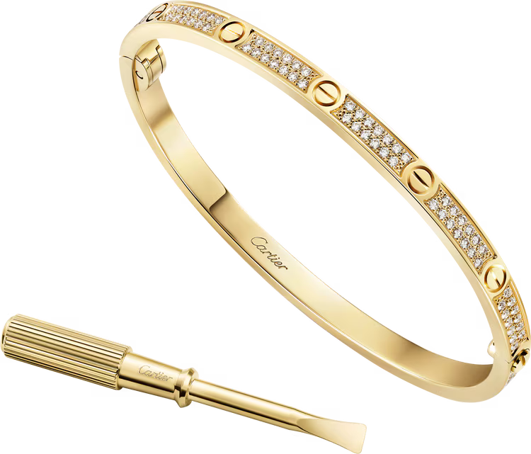LOVE bracelet, small model, paved. 18k GOLD
