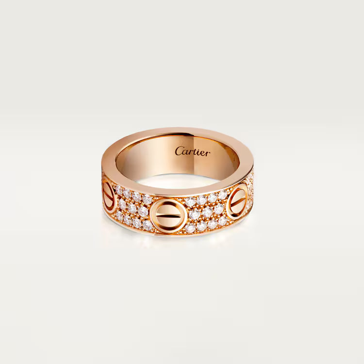 LOVE ring, classic model, paved. 18k GOLD