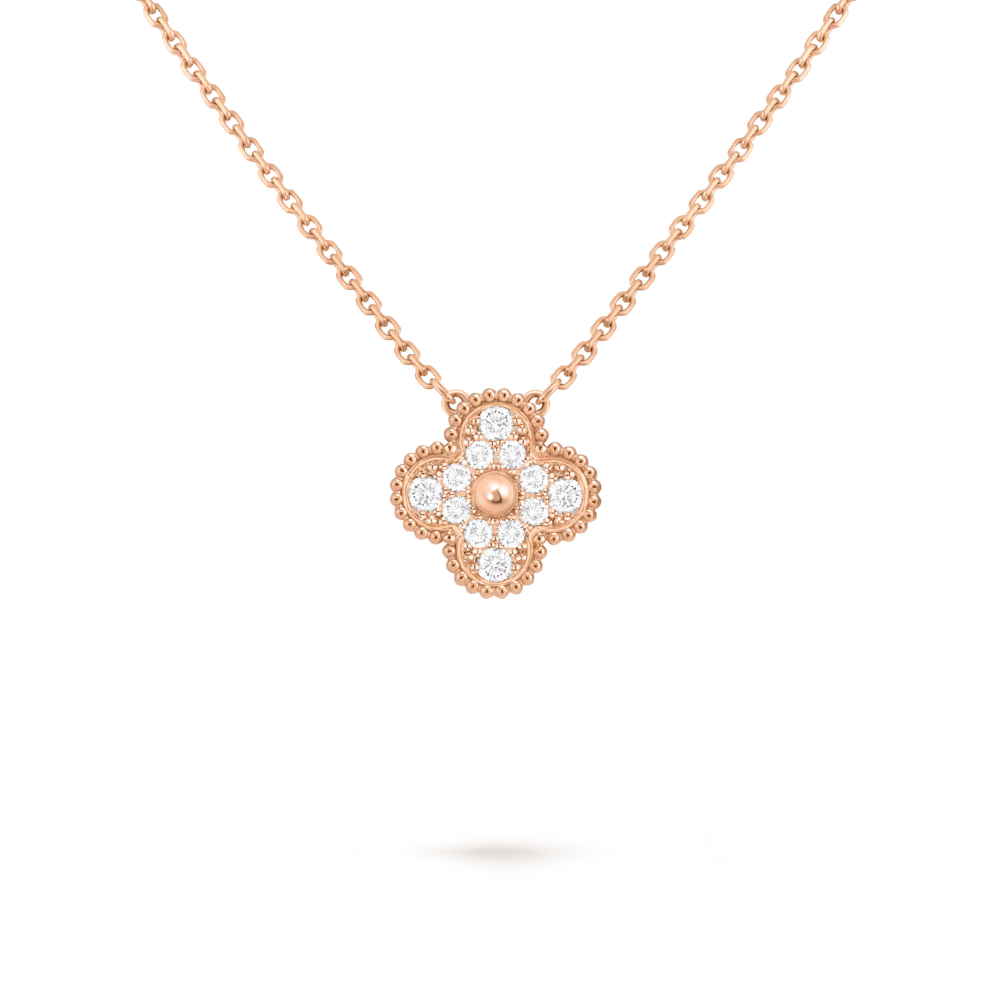 Vintage Alhambra pendant, 18K rose gold, round diamonds