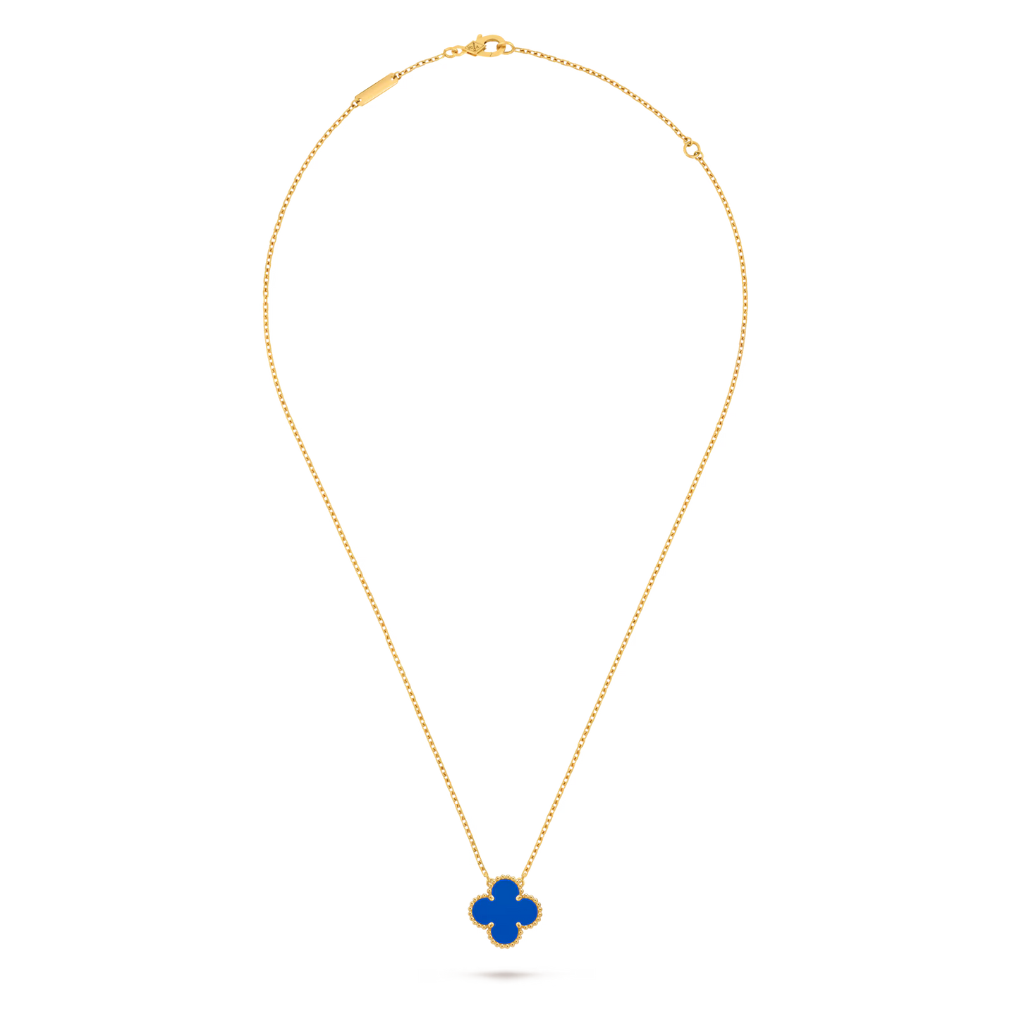 Vintage Alhambra pendant, 18K yellow gold, blue agate.