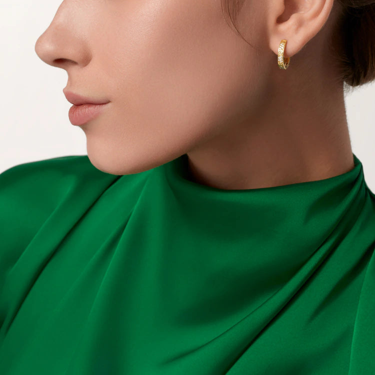 LOVE earrings, multiwear, half-paved. 18k GOLD