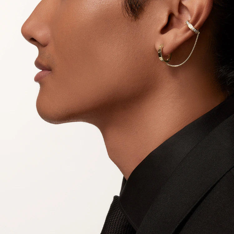 LOVE single earrings, multiwear, half-paved. 18k GOLD