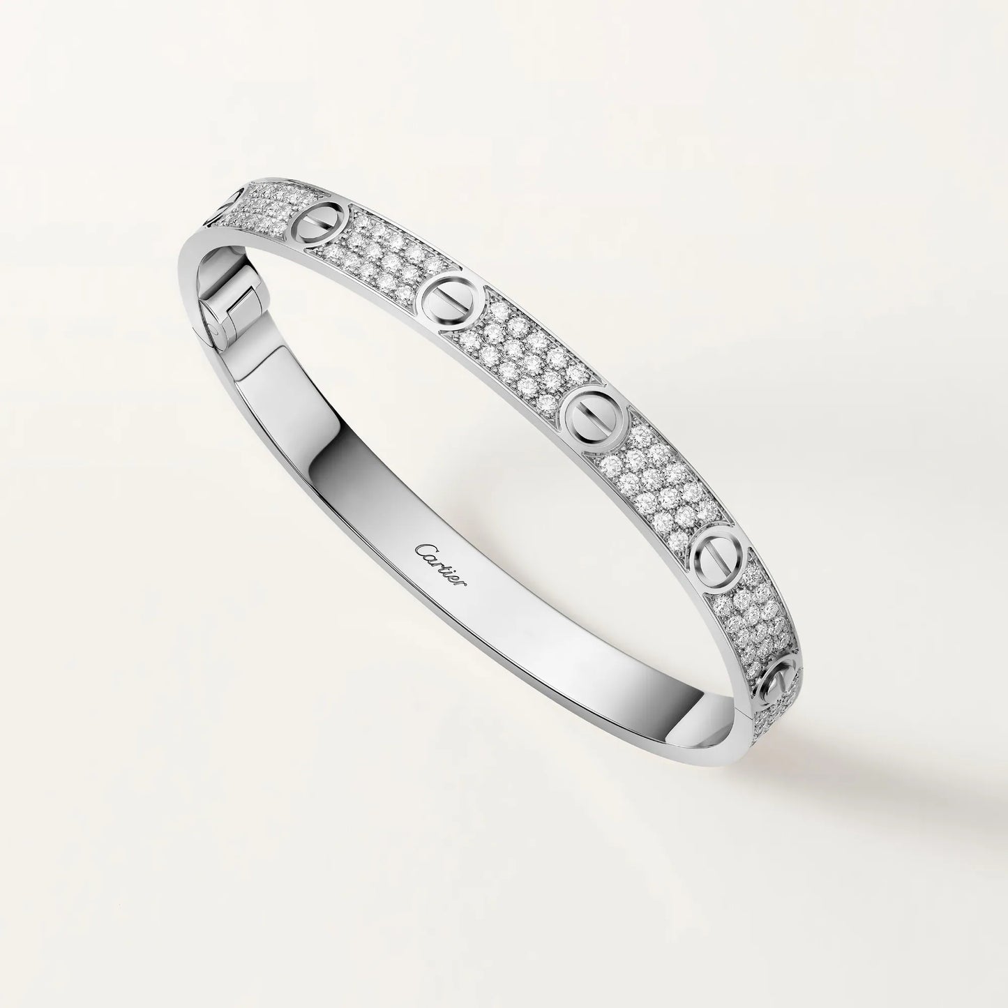 LOVE bracelet 18K white gold, classic model, paved.