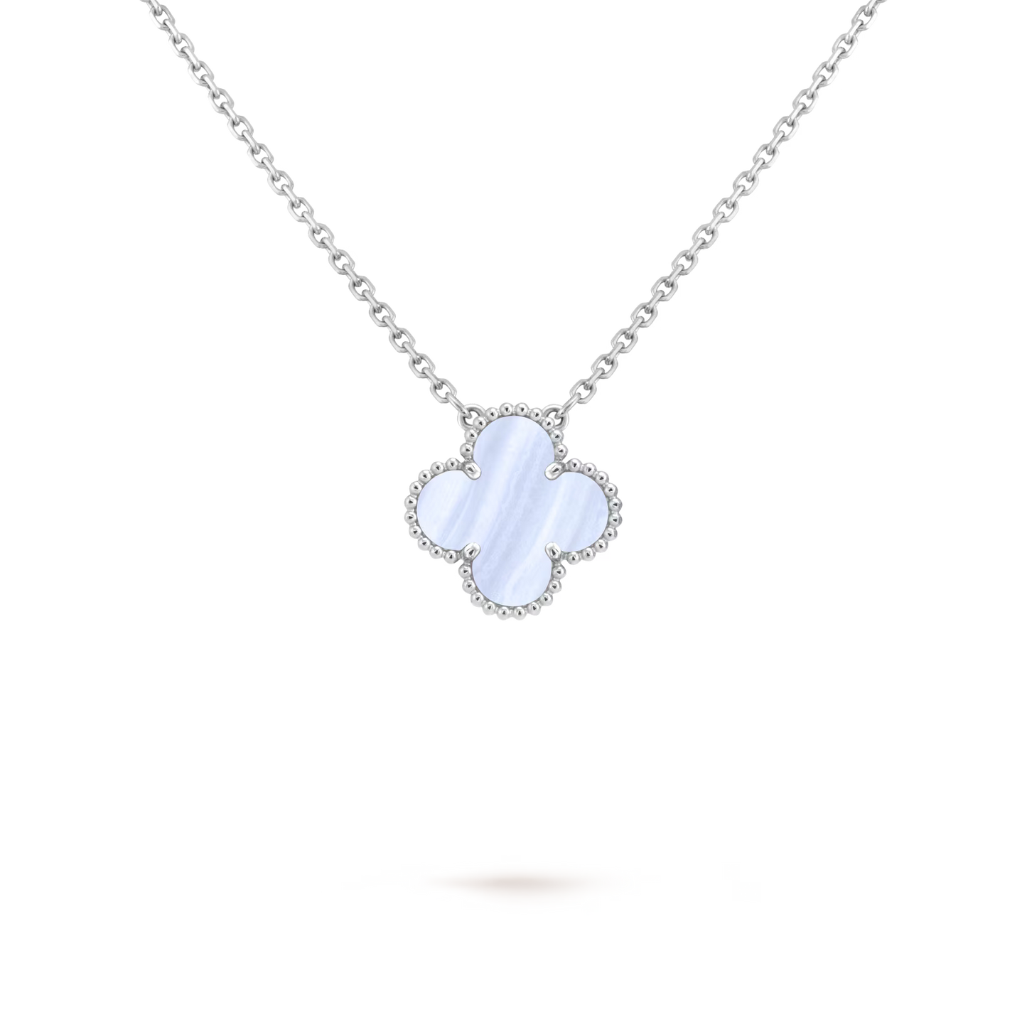 Vintage Alhambra pendant, rhodium plated 18K white gold, chalcedony.