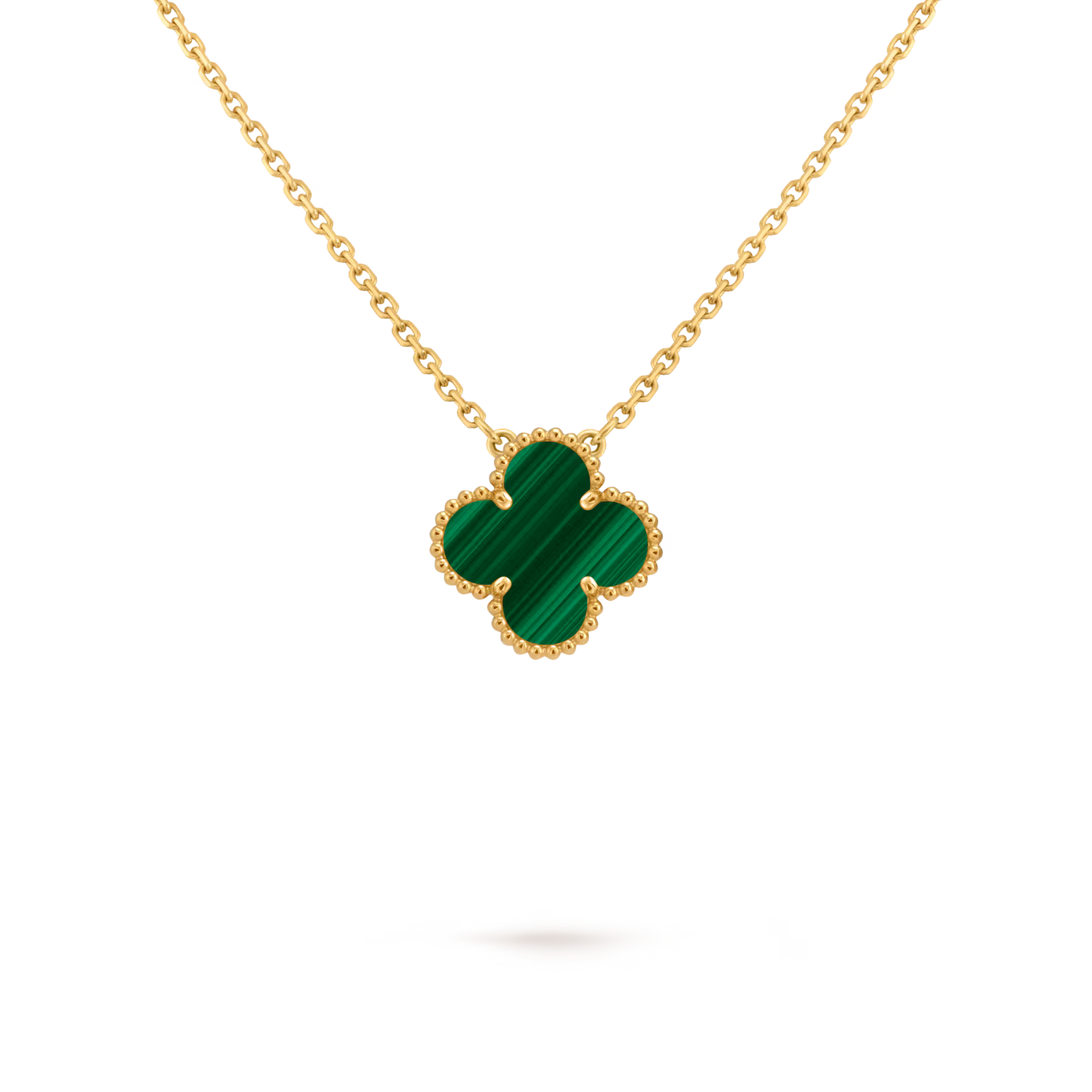 Vintage Alhambra pendant, 18K yellow gold, malachite.