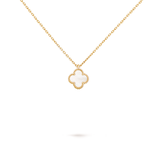 Sweet Alhambra pendant, 18K yellow gold, white mother-of-pearl.