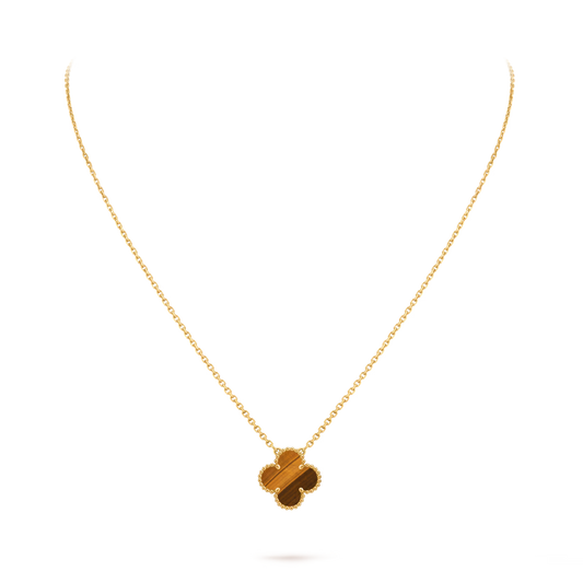 Vintage Alhambra pendant, 18K yellow gold, tiger’s eye.