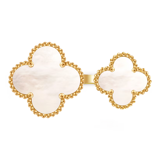 Magic Alhambra Between the Finger ring, 18K yellow gold, white mother-of-pearl.