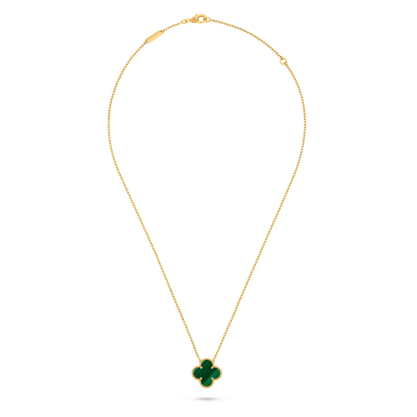 Vintage Alhambra pendant, 18K yellow gold, malachite.