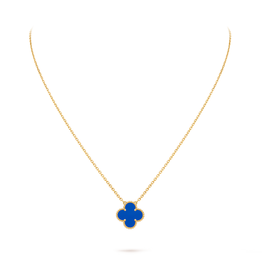 Vintage Alhambra pendant, 18K yellow gold, blue agate.