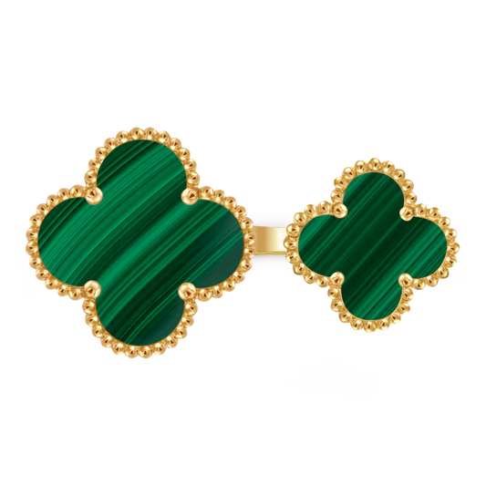 Magic Alhambra Between the Finger ring, 18K yellow gold, malachite.