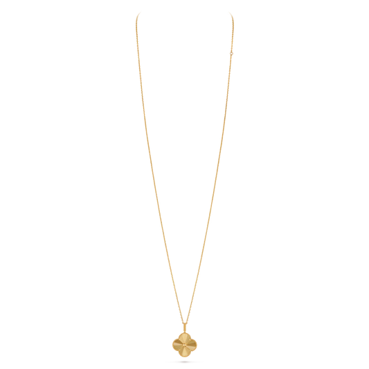 Magic Alhambra long necklace, 1 motif, guilloché 18K yellow gold.