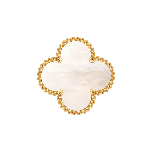 Magic Alhambra ring, 18K yellow gold, white mother-of-pearl.