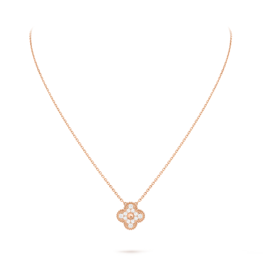 Vintage Alhambra pendant, 18K rose gold, round diamonds