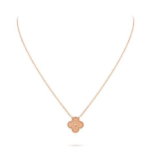 Vintage Alhambra pendant, textured 18K rose gold.