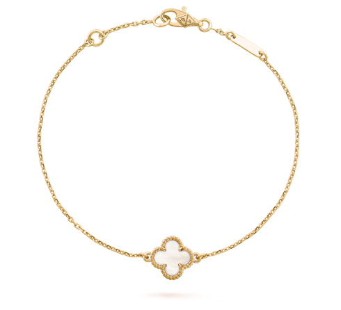 Sweet Alhambra bracelet. 18K yellow gold, Mother-of-pearl