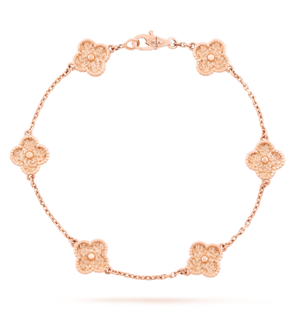 Sweet Alhambra bracelet, 6 motifs, 18K rose gold.