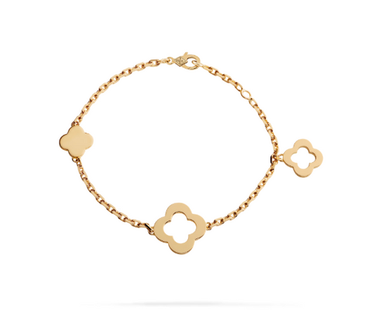 Byzantine Alhambra bracelet, 3 motifs, 18K yellow gold.
