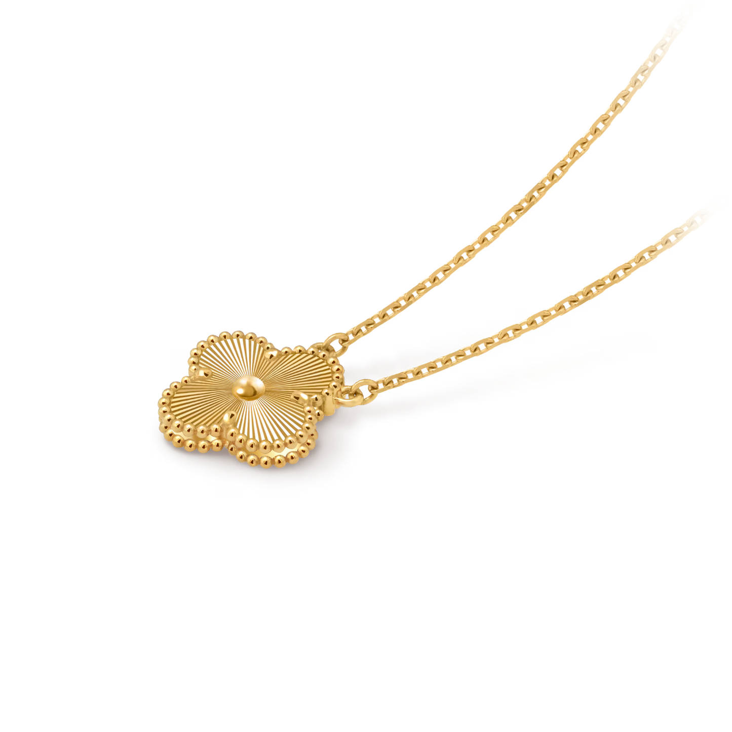 Vintage Alhambra pendant, guilloché 18K yellow gold.