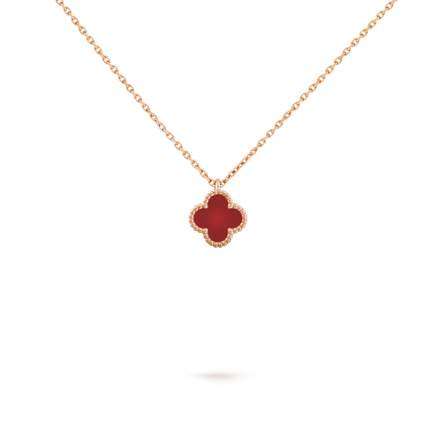 Sweet Alhambra pendant, 18K rose gold, carnelian.