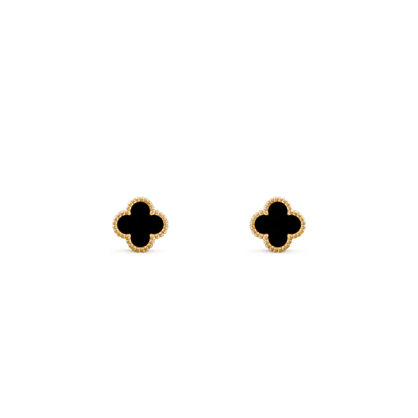 Sweet Alhambra earstuds, 18K yellow gold, onyx.