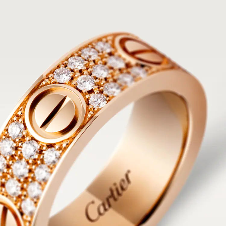 LOVE ring, classic model, paved. 18k GOLD