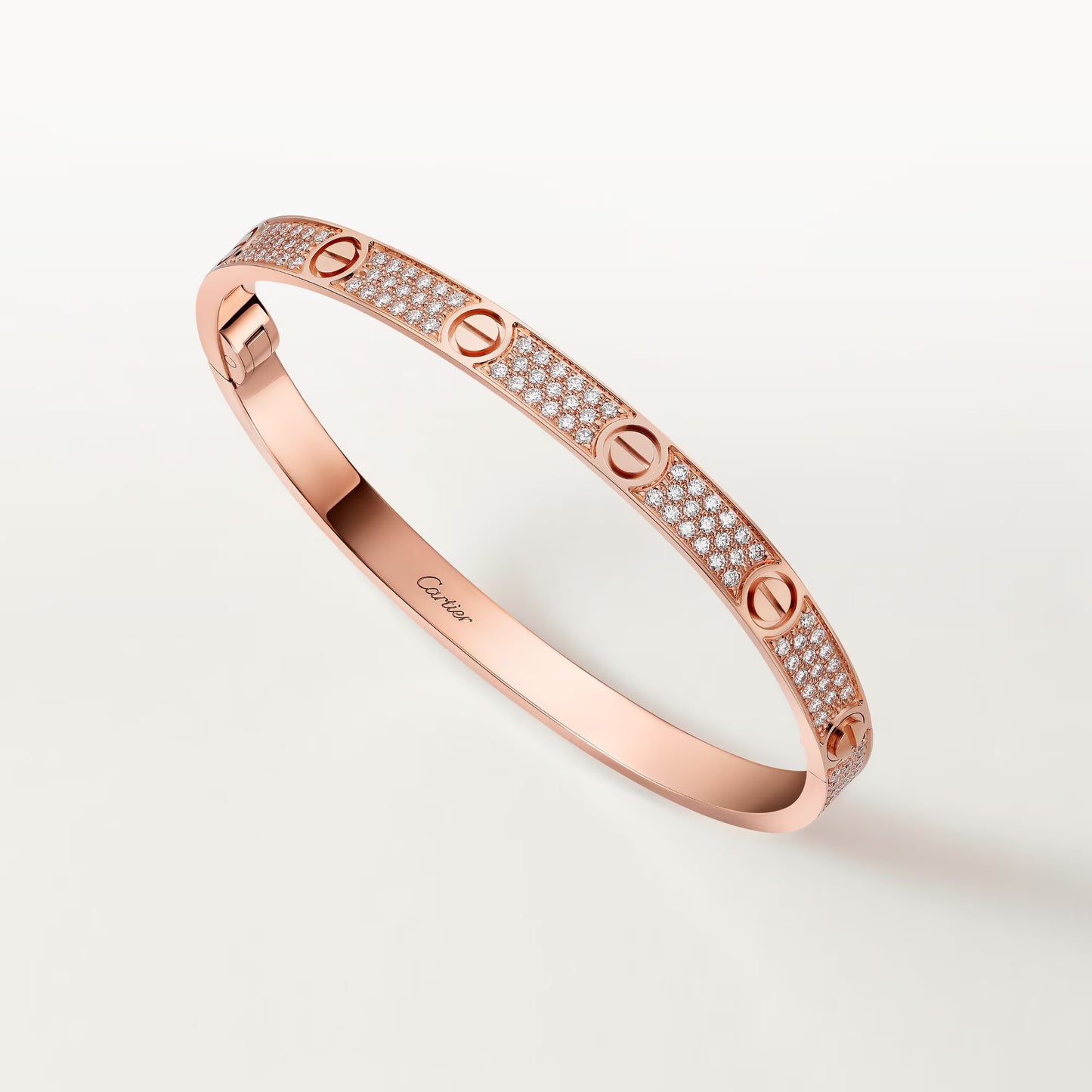 LOVE bracelet 18K rose gold, medium model, paved.