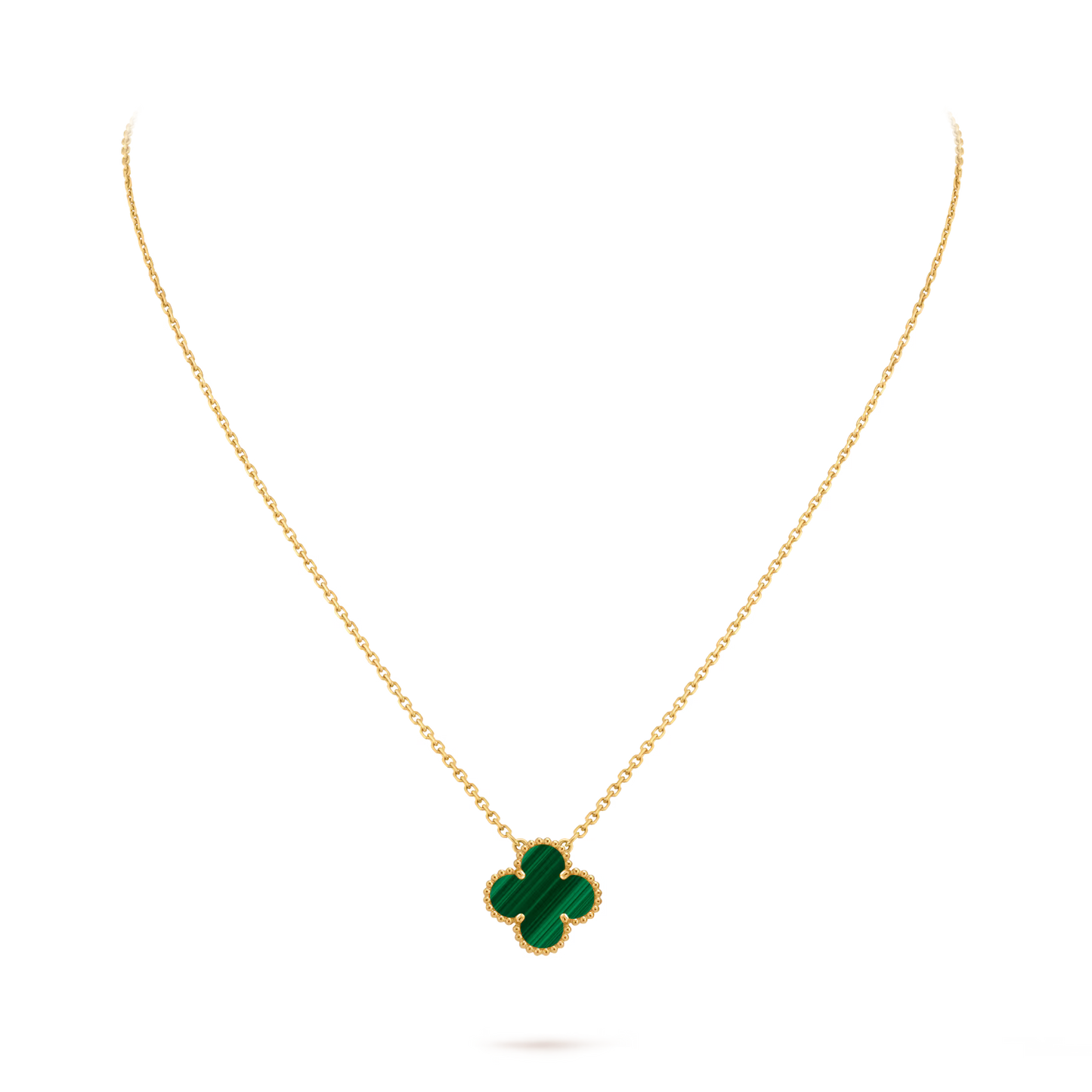 Vintage Alhambra pendant, 18K yellow gold, malachite.