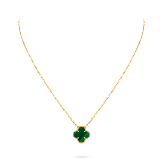 Vintage Alhambra pendant, 18K yellow gold, malachite.
