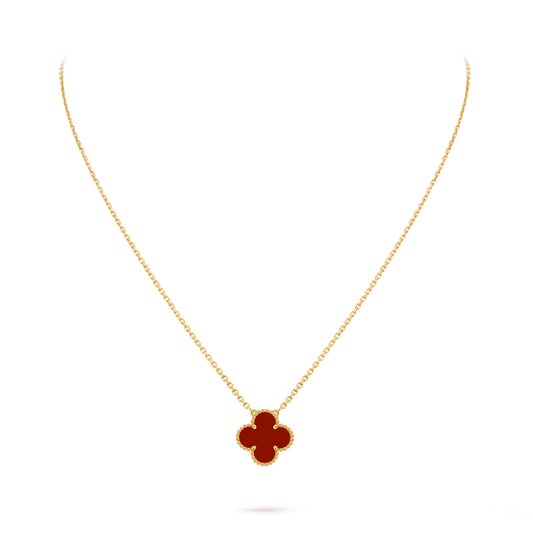 Vintage Alhambra pendant, 18K yellow gold, carnelian.