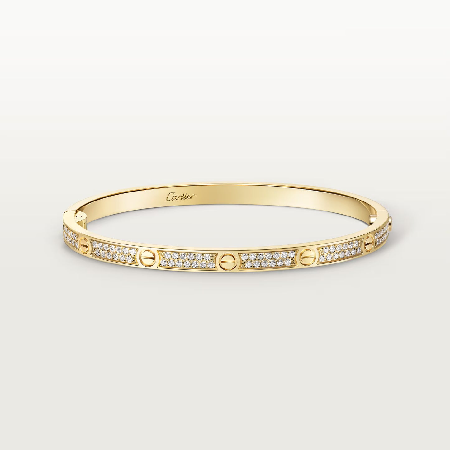 LOVE bracelet 18K yellow gold , small model, paved.
