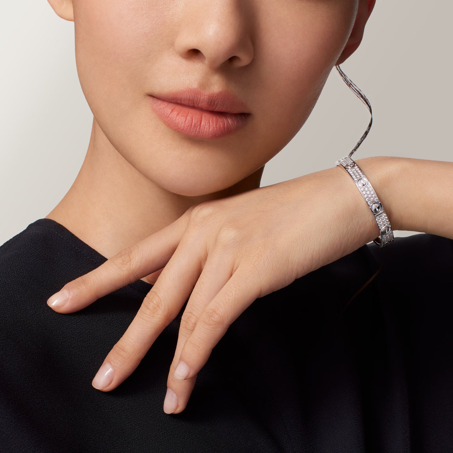 LOVE bracelet 18K white gold, classic model, paved.