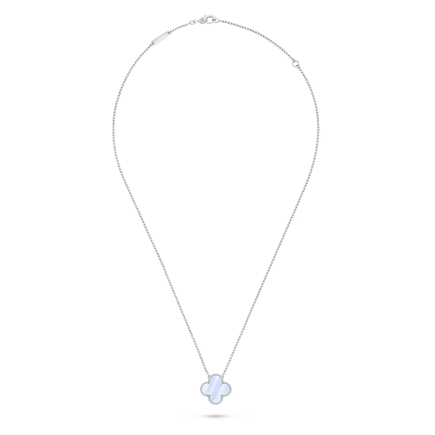 Vintage Alhambra pendant, rhodium plated 18K white gold, chalcedony.
