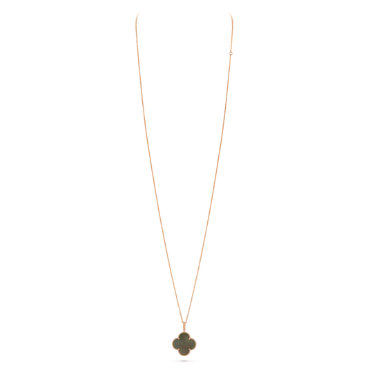 Magic Alhambra long necklace, 1 motif, 18K rose gold, gray mother-of-pearl.
