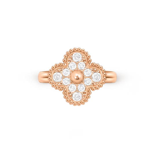 Vintage Alhambra ring, 18K rose gold, round diamonds