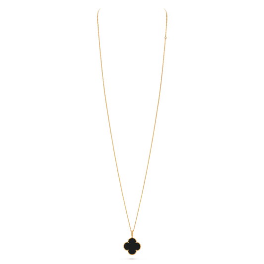 Magic Alhambra long necklace 1 motif, 18K yellow gold, onyx.
