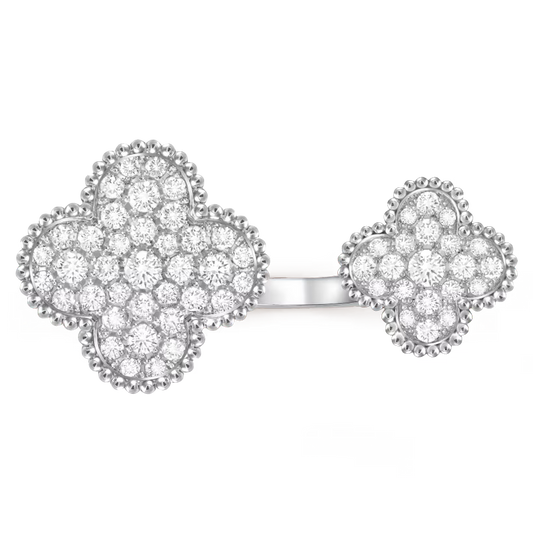 Magic Alhambra Between the Finger ring, rhodium plated 18K white gold, round diamonds