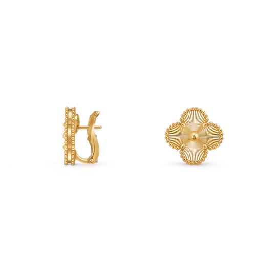 Vintage Alhambra earrings, guilloché 18K yellow gold.