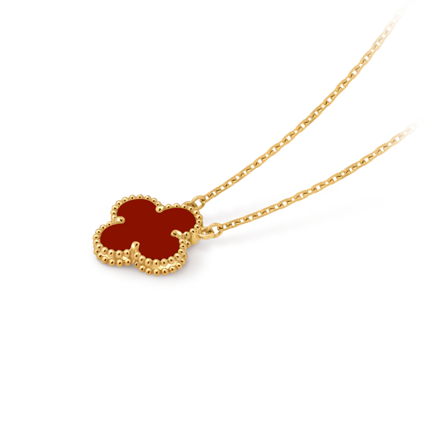 Vintage Alhambra pendant, 18K yellow gold, carnelian.