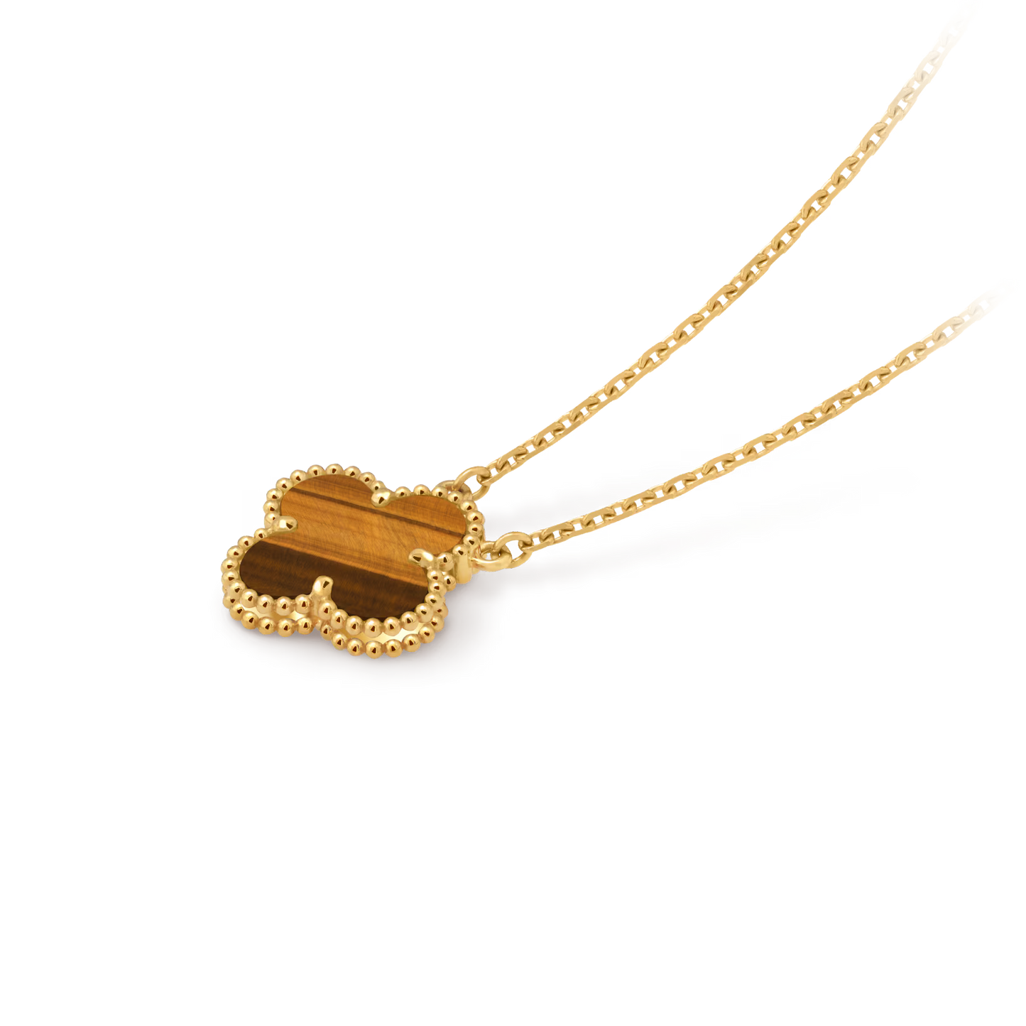 Vintage Alhambra pendant, 18K yellow gold, tiger’s eye.