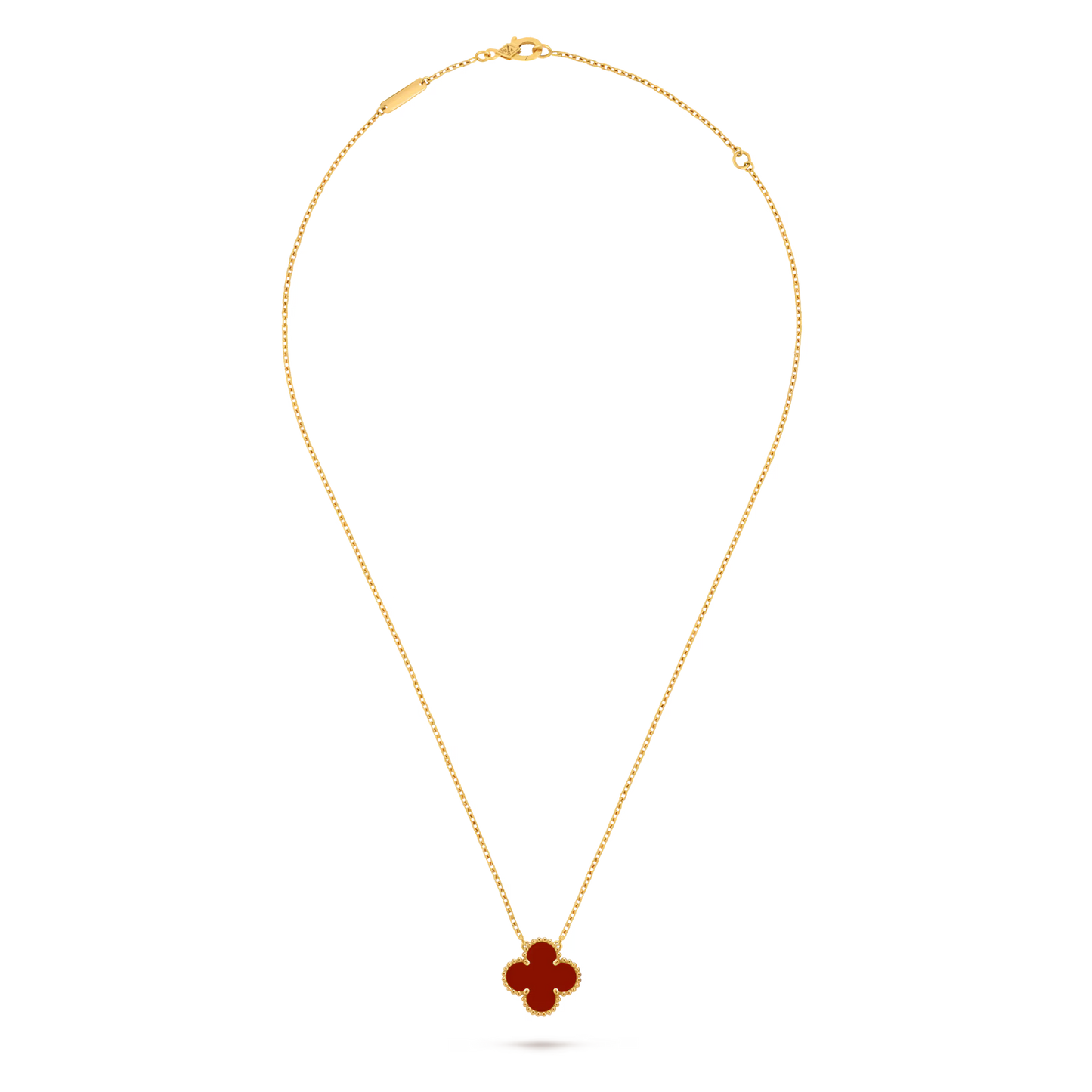 Vintage Alhambra pendant, 18K yellow gold, carnelian.