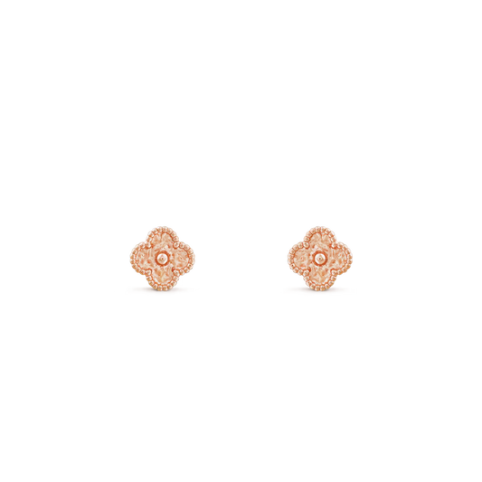 Sweet Alhambra earstuds, 18K rose gold.